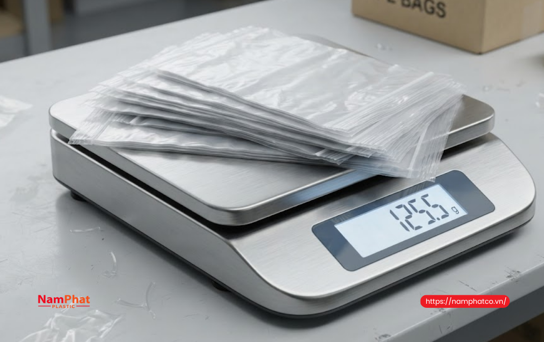 Cân túi PE để xác định số lượng thực tế trong 1kg